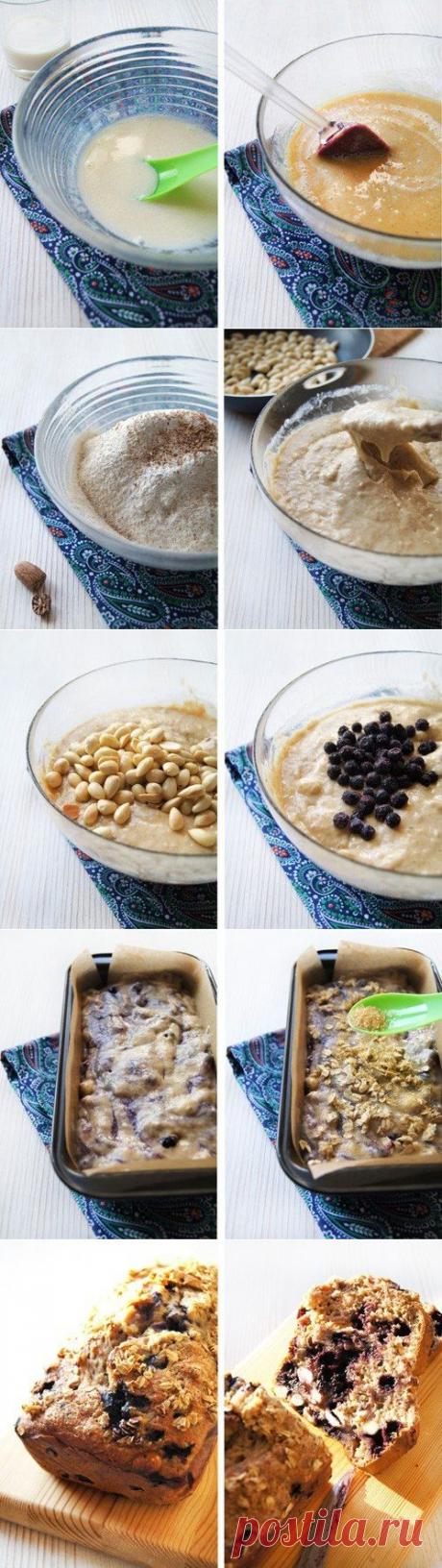 Как приготовить банановый кекс с черникой и орехами - рецепт, ингридиенты и фотографии