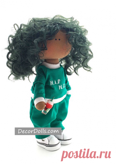 Hip Hop Art Doll, Dancer Tilda Doll, Nursery Rag Doll, Portrait Cloth – Decor Dolls