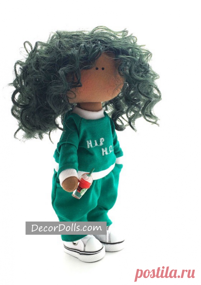 Hip Hop Art Doll, Dancer Tilda Doll, Nursery Rag Doll, Portrait Cloth – Decor Dolls