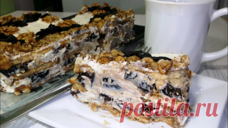 Быстрый и несложный! Торт без выпечки с черносливом и орехами — 1lyubov.ru