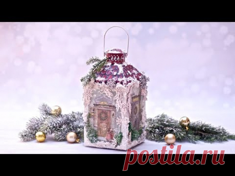 Decoupage zimowy lampion - DIY tutorial
