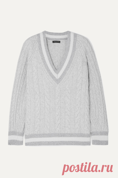 rag & bone | Theon негабаритный полосатый кабель-вязаный свитер из шерсти мериноса / NET-A-PORTER.COM