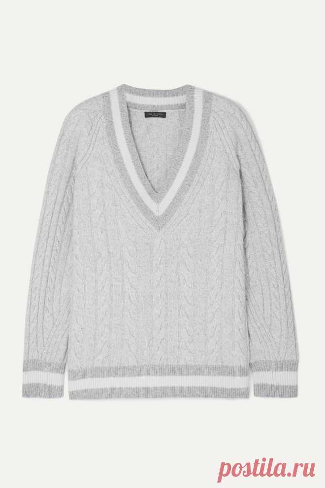 rag & bone | Theon негабаритный полосатый кабель-вязаный свитер из шерсти мериноса / NET-A-PORTER.COM