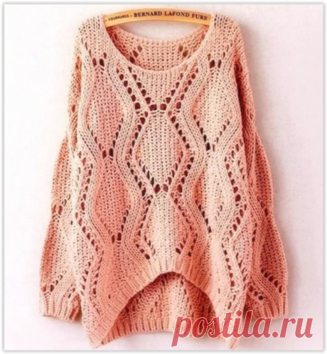 Красивый ажурный джемпер оверсайз с укороченным передом - идеальная модель 2020 года!