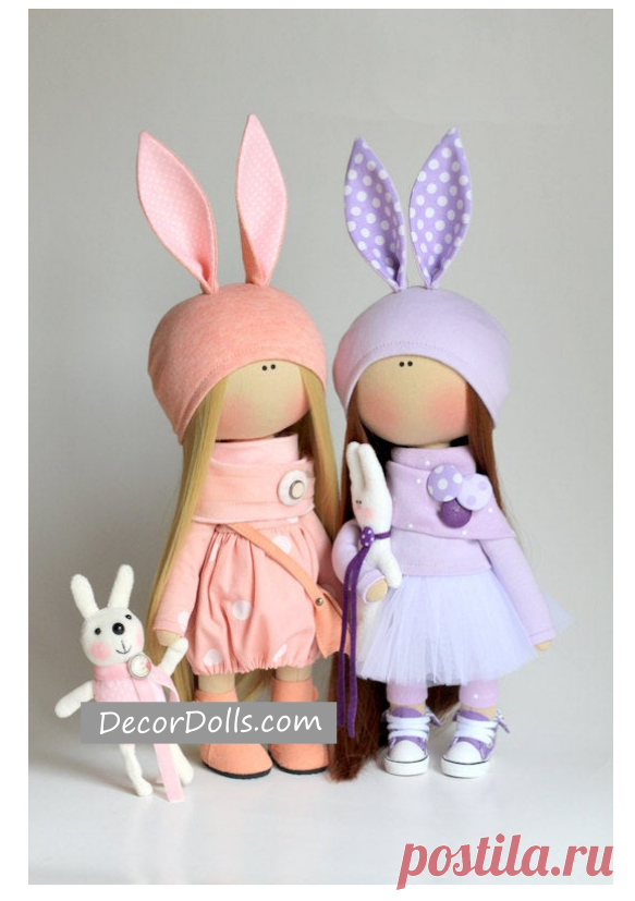 Rabbit Doll Handmade, Bunny Art Doll, Interior Tilda Doll, Textile Rag – Decor Dolls