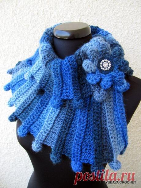 CROCHET SCARF PATTERN - Chunky Crochet Scarf - Multicolor - Blue Scarf - Diy…