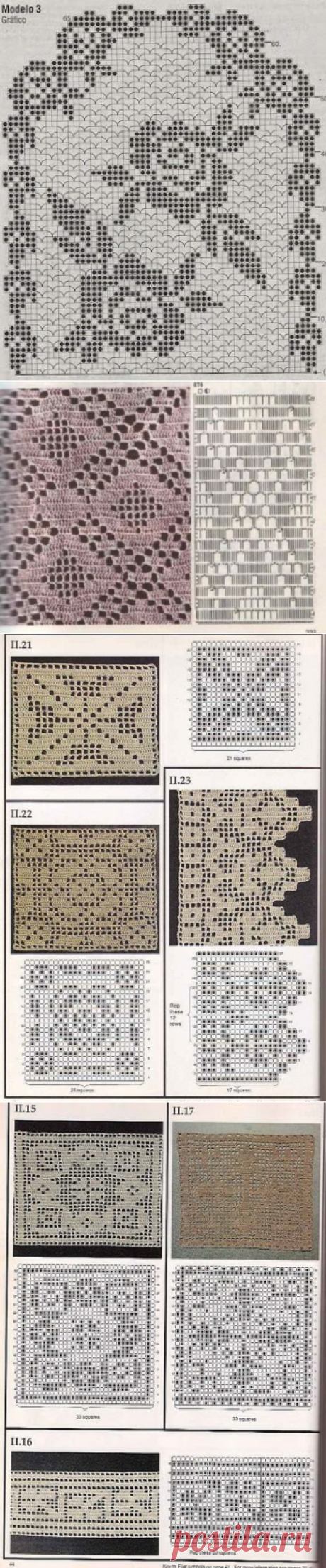 Узоры и схемы для филейного вязания крючком