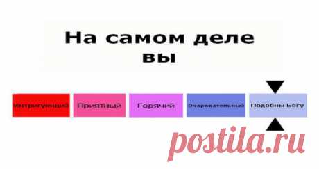 Тест на личность: Насколько у вас привлекательная личность? Тест на определение личности - Очень Интересно Где вы по этой шкале? Нет похожих людей. Это утверждение вряд ли...