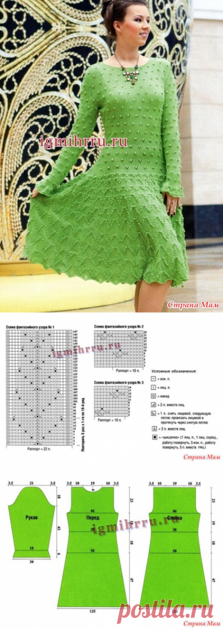 Платье спицами - Вязание - Страна Мам