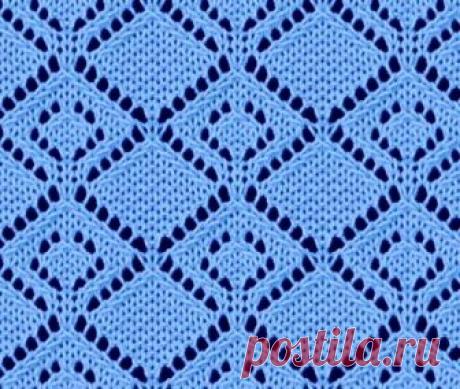 Вязание спицами ажурные ромбы - схема и описание | Ажурные Узоры