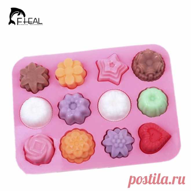 2016 Новые Силиконовые Маффин Лоток Конфеты Кекс Желе Плесень Пан 12 Цветы Формы Для Выпечки Шоколад Плесень Выпечки Инструменты купить на AliExpress