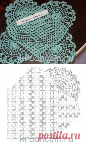 Салфетка "Лазурный берег" | Вязание крючком, схемы вязания, бесплатное вязание крючком