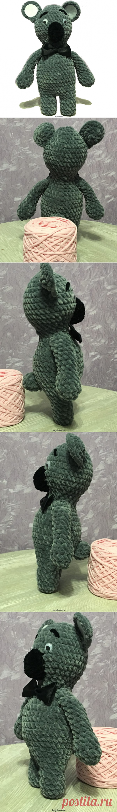 Мягкая игрушка Коала, плюшевая связанная крючком, 26 см, бежевая.Мастерская рукоделия Анны Ганоцкой