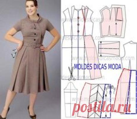 Passo a passo molde de vestido evasê para meia estação. A modelação deste vestido exige algum conhecimento.