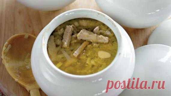 Горшочек супа из индейки с перловой крупой