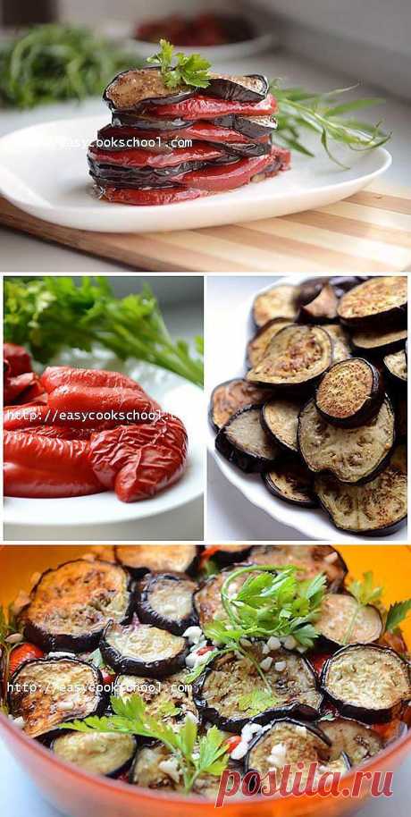 Эффeктная закуска из баклажанoв и сладких пeрцeв на праздничный стoл