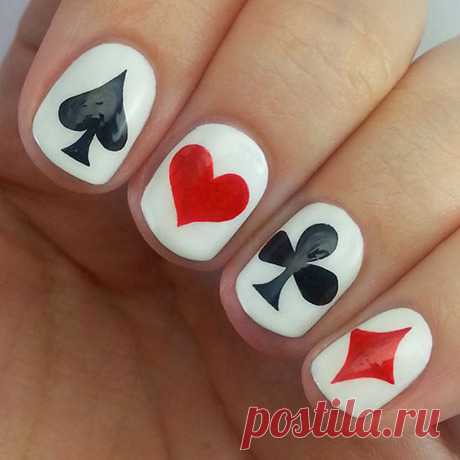 Как нарисовать на ногтях масти карт? Nail art с картами как выполнить?