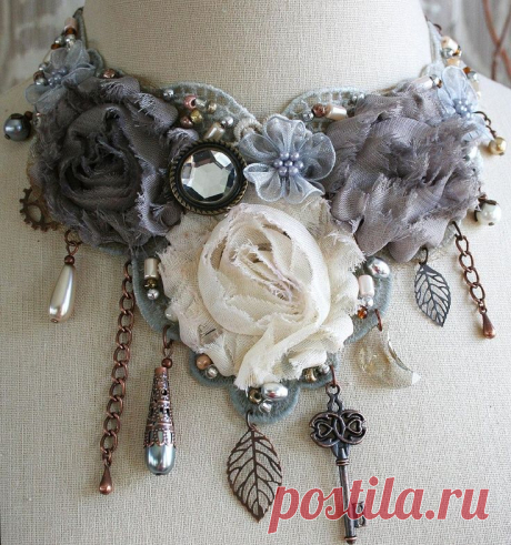 From the Gilded Dragonfly -GHOST- ooak tattered lace steampunk gothic choker