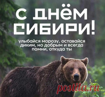 С Днём Сибири! Пусть Сибирь и дальше процветает, а в домах всегда царят тепло и уют. Открытки на День Сибири!