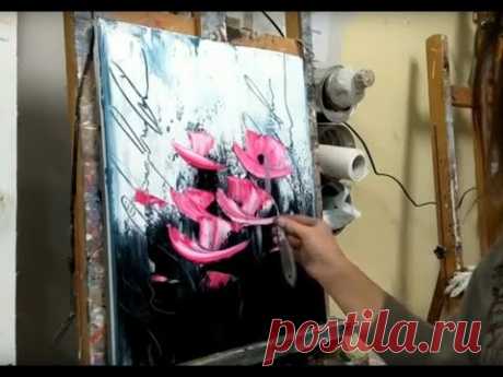 COURS DE  PEINTURE AU COUTEAU FACILE "LES FLEURS MODERNES"