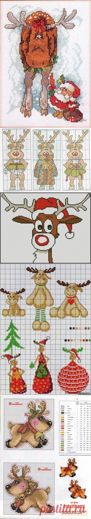 Как вышить новогоднего оленя крестиком? Где найти схемы вышивки?