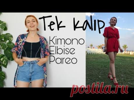 (63) TEK KALIPLA HEM KİMONO HEM ELBİSE DİKİMİ | DAMLA TORAL - YouTube