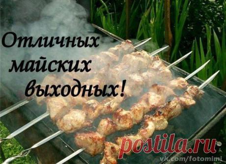 Мир, Труд, Май! Народ веселись! Все на природу - отдыхай не ленись! Дым от мангала,.. утоптан газон ...