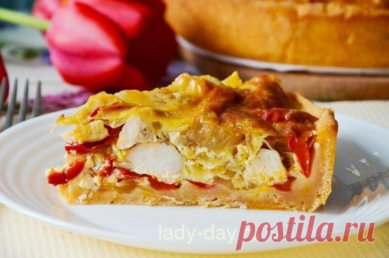 Открытый пирог с курицей и сыром | Простые рецепты с фото