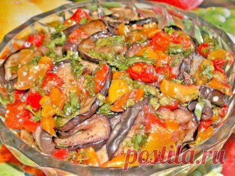 Быстрые маринованные баклажаны с болгарским перцем | Печем и варим