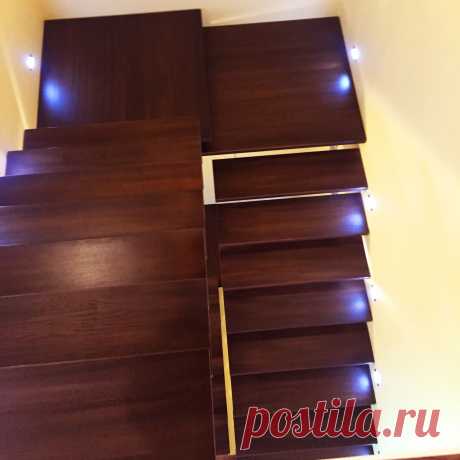 Металлическая лестница облицованная деревом