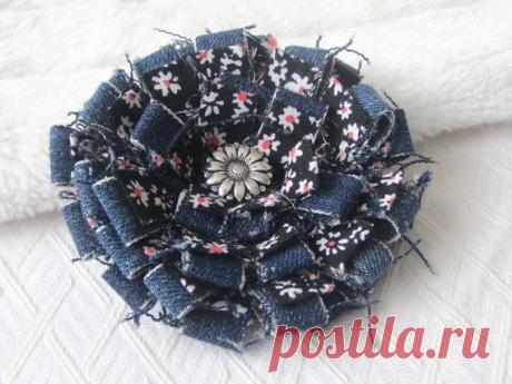 Denim Fabric Flower Fabric Corsage | ode to jeans