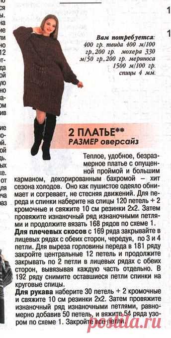 Теплое платье оверсайз спицами с описанием. Вязаные платья спицами 2021