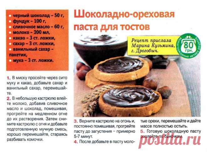 Шоколадно-ореховая паста для тостов