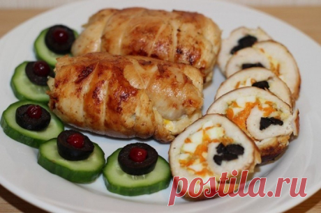 ​Куриные рулетики с начинкой