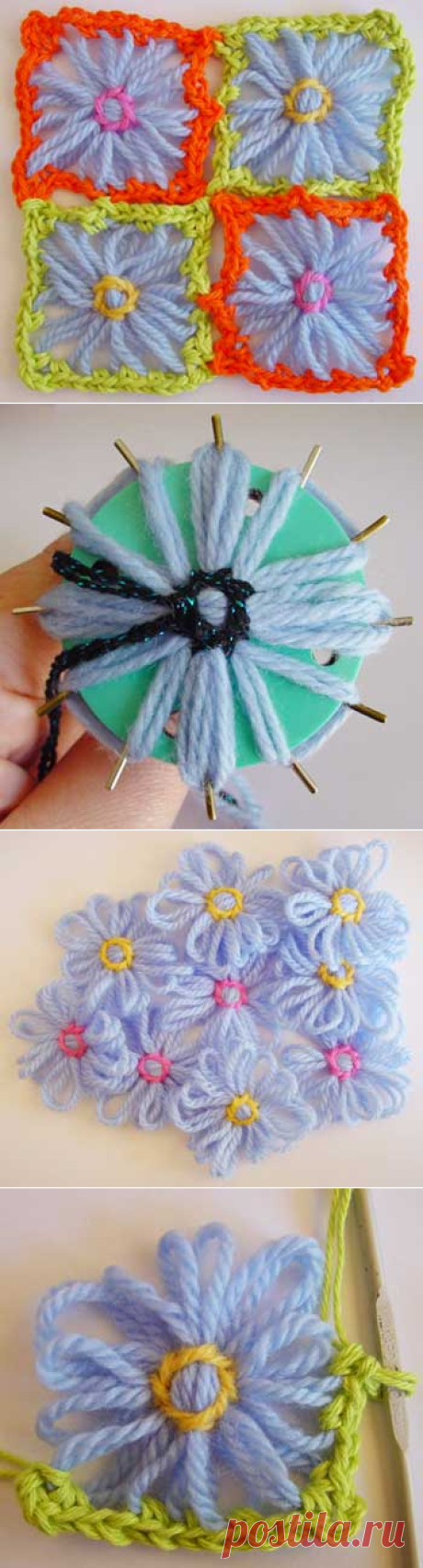 Flower Looms: Making 8 Spoke Square Motifs on a Round Loom
