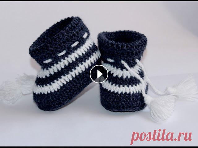 Крючок вязание. Пинетки крючком...... Крючок вязание. Пинетки крючком......связанные для малышей от 0 до 3 месяцев и больше. Такой цветовой вариант пинеток подойдет как мальчику, так и дев...