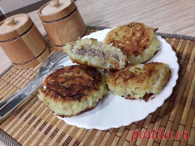 Картофельные котлеты, фаршированные с мясом