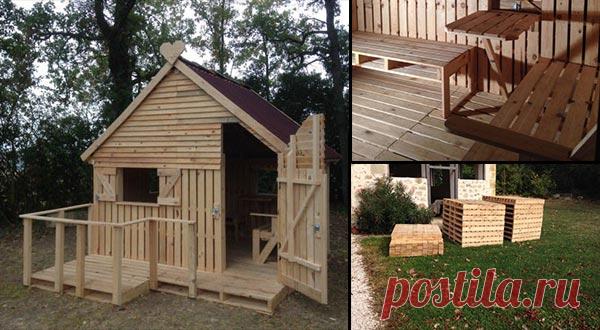 Как построить миниатюрную беседку из 19 поддонов
