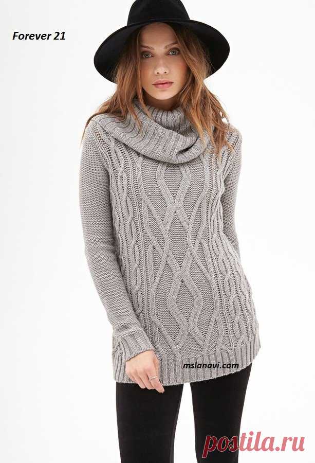 Пуловеры с забавными аранами из Forever 21 - Вяжем с Лана Ви Вязаные пуловеры спицами из Forever 21 — молодежные модели из каталога интернет-магазина. Классические удлиненные пуловеры, с широким и высоким воротником, забавными переплетениями аранов по центру, что собственно и является главным украшением. Пуловеры связаны из 100% акрила, для лета можно заменить хлопком, для зимы — шерстяной пряжей. Приятного творчества! Вязаные пуловеры спицами из Forever 21 На пуловер […]
