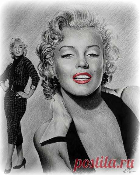 Marilyn Hot Lips version by Andrew Read Marilyn Hot Lips version Drawing by Andrew Read