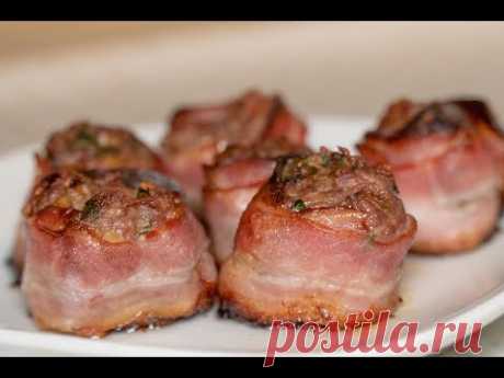 Вкусная и оригинальная телятина с шампиньонами в беконе