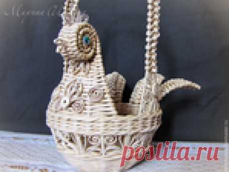 пасхальная курочка из бумажной лозы