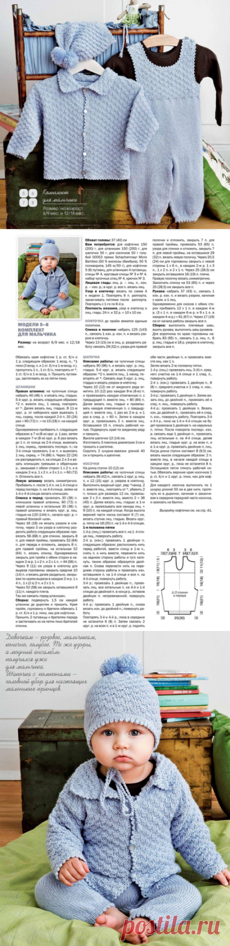 Детский комплект (жакет, комбинезон, шапочка) спицами