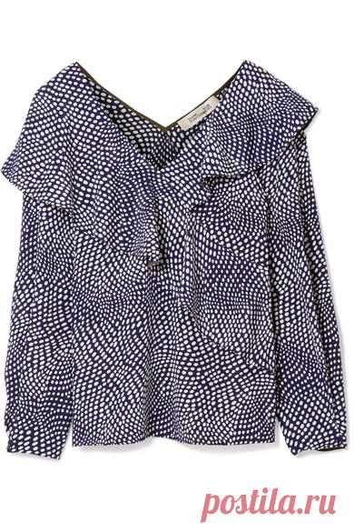 Дайан фон Фюрстенберг | Раффлед горошек шелкового крепдешина блуза | NET-A-PORTER.COM