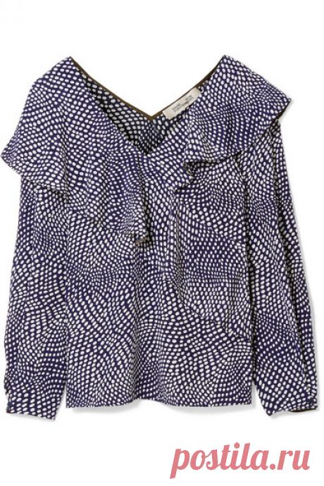 Дайан фон Фюрстенберг | Раффлед горошек шелкового крепдешина блуза | NET-A-PORTER.COM