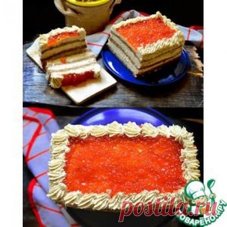 Селёдочный торт с красной икрой