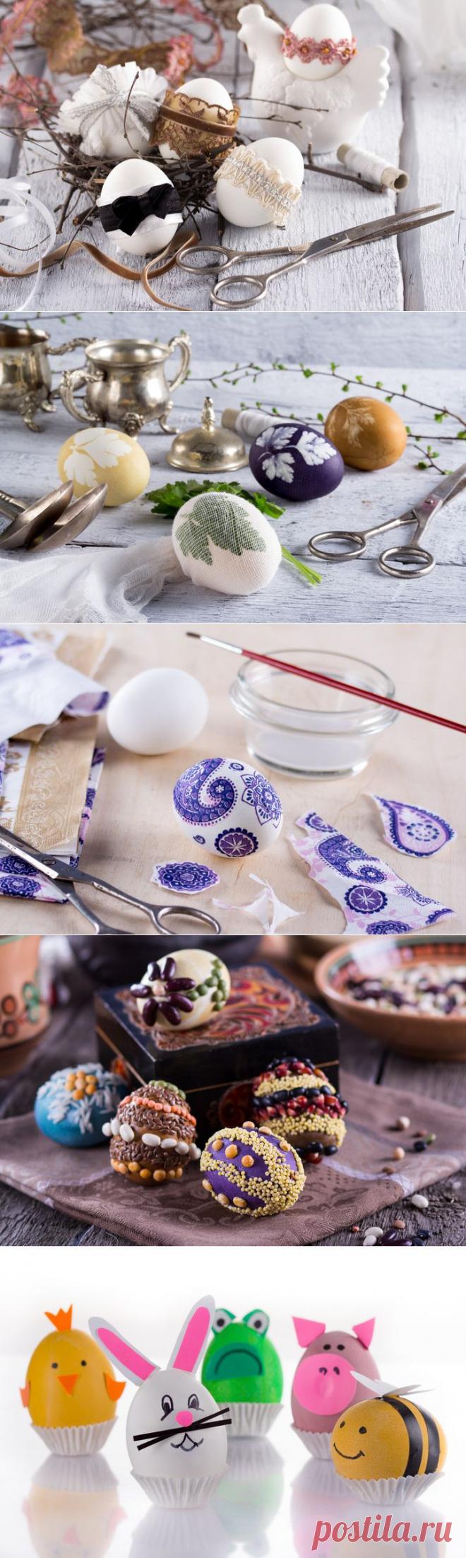 Простые способы украсить яйца к Пасхе.