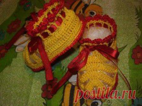 Вязаные вещи ручной работы » Мк — Пинетки «Сандалики»