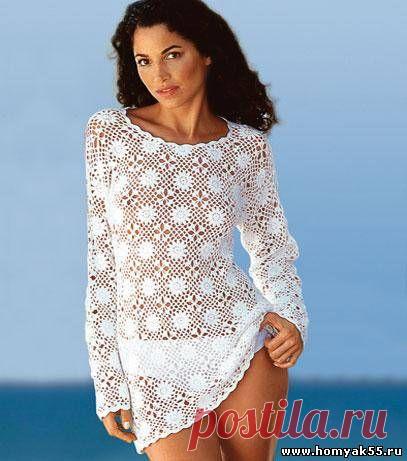 Белоснежная туника из круглых мотивов
