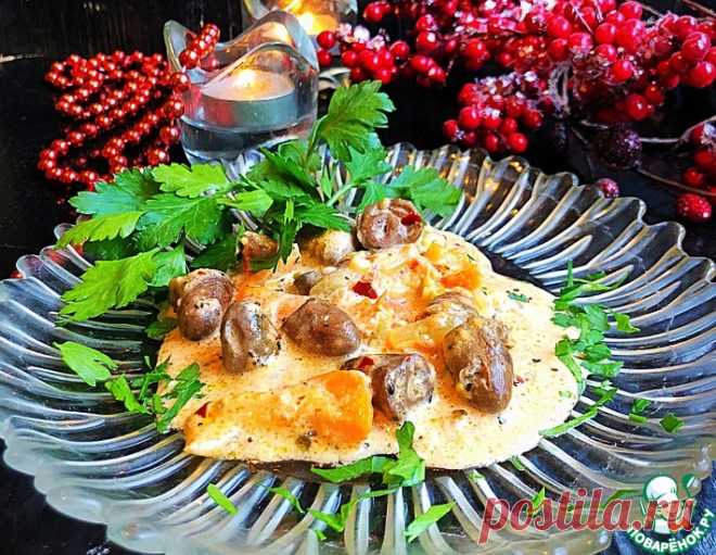 Куриные сердечки в бархатном соусе 